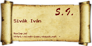 Sivák Iván névjegykártya